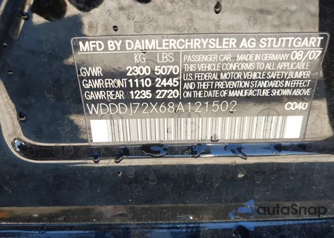 2008 Mercedes-Benz Cls 550 z USA, uszkodzony, nr VIN WDDDJ72X68A121502